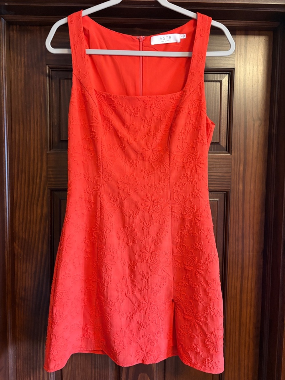 ASTR Orange Floral Square-Neck Mini Dress